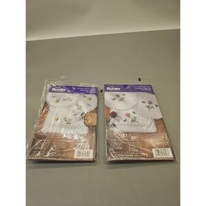 Dresser Scarf & Doily Embroidery Stamped Linen Lot Of 2 Floss Not Include New